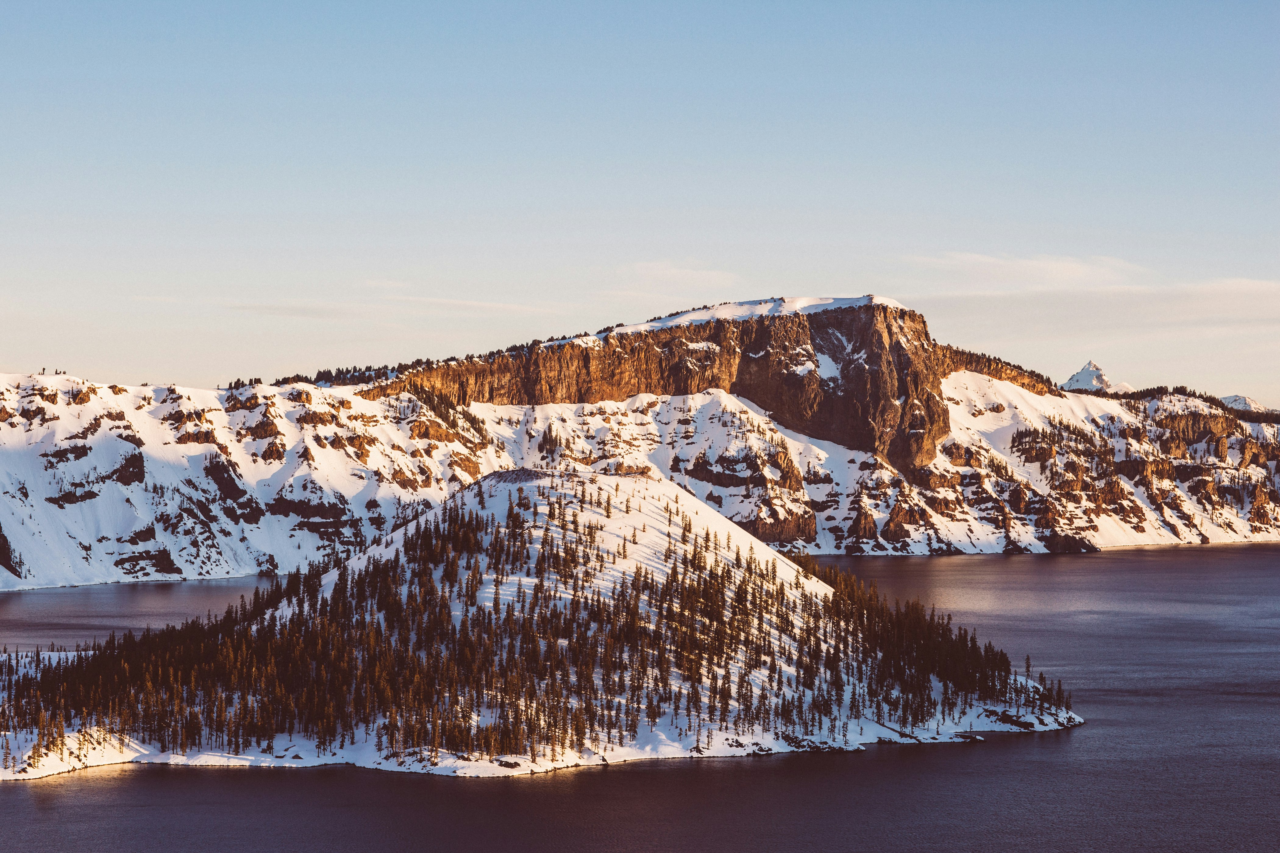 snow covered islet at daytime